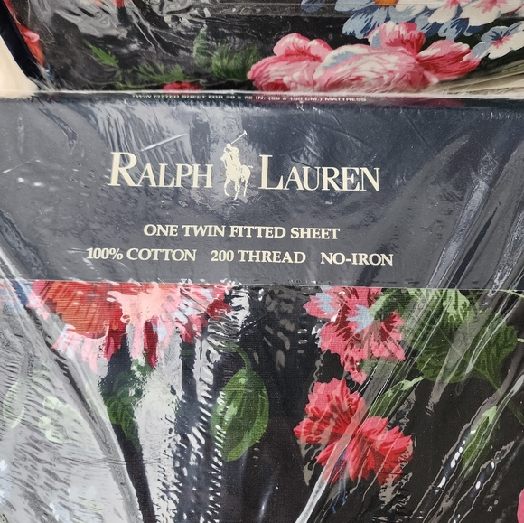 New Rare Ralph Lauren Isadora Black Floral Twin 3PC Set - Picture 3 of 7